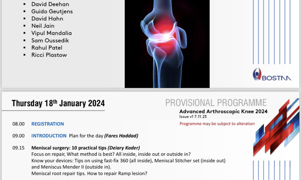 BOSTAA Advanced Arthroscopic Knee Course 2024